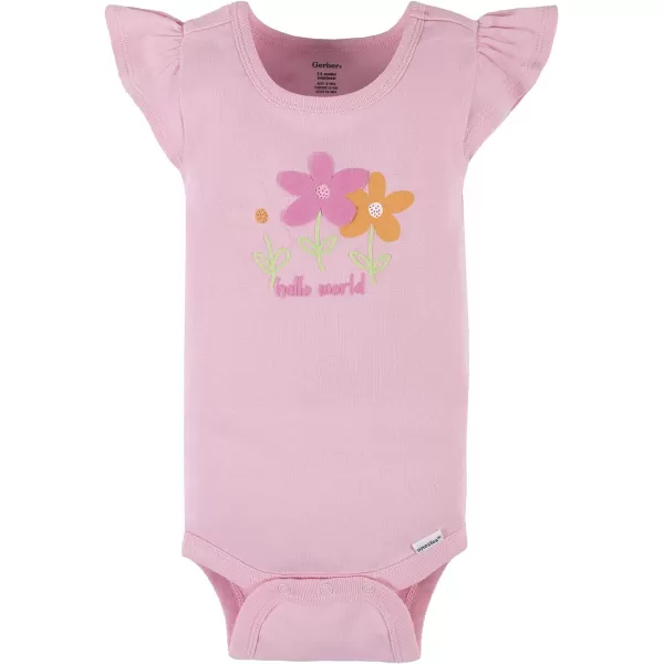 Gerber baby-girls 4-pack Short Sleeve Onesies Bodysuits