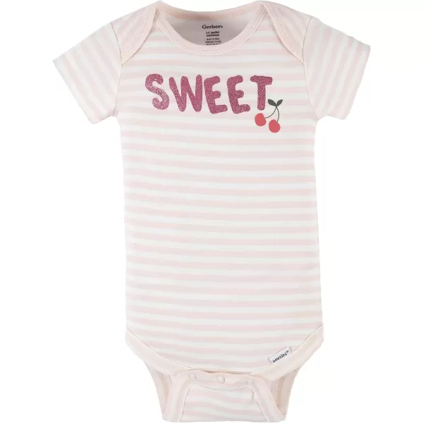 Gerber baby-girls 4-pack Short Sleeve Onesies Bodysuits