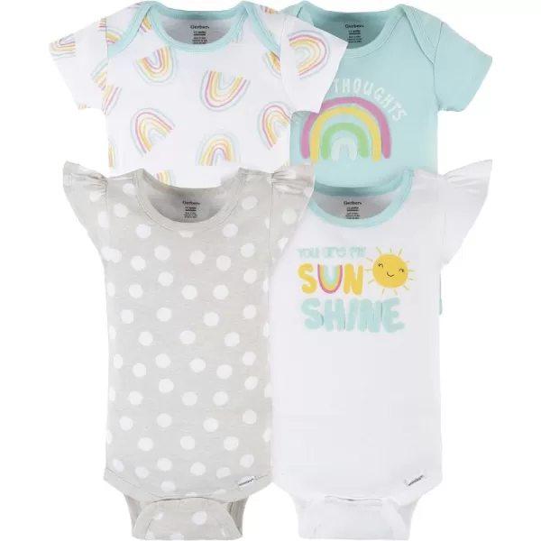 Gerber baby-girls 4-pack Short Sleeve Onesies Bodysuits