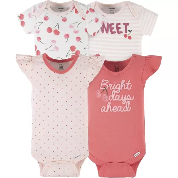 Gerber baby-girls 4-pack Short Sleeve Onesies Bodysuits
