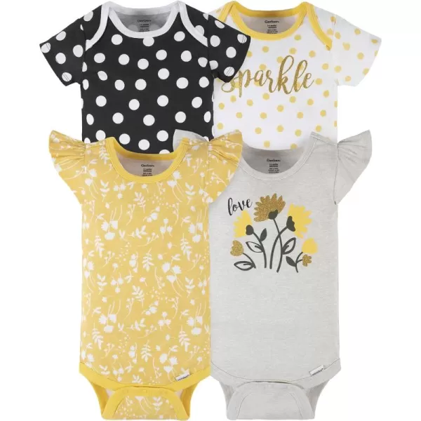 Gerber baby-girls 4-pack Short Sleeve Onesies Bodysuits