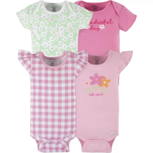 Gerber baby-girls 4-pack Short Sleeve Onesies Bodysuits