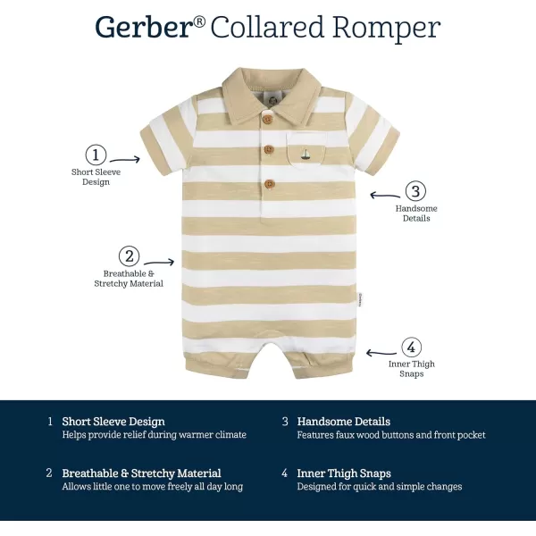 Gerber Baby Boys Cotton Polo RomperRomper