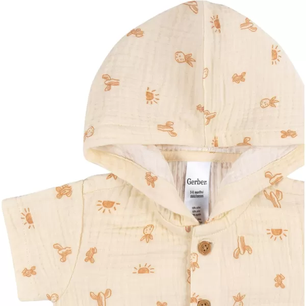Gerber Baby Boys Hooded Cotton RomperRomper