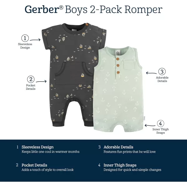 Gerber Baby Boys Hooded Cotton RomperRomper