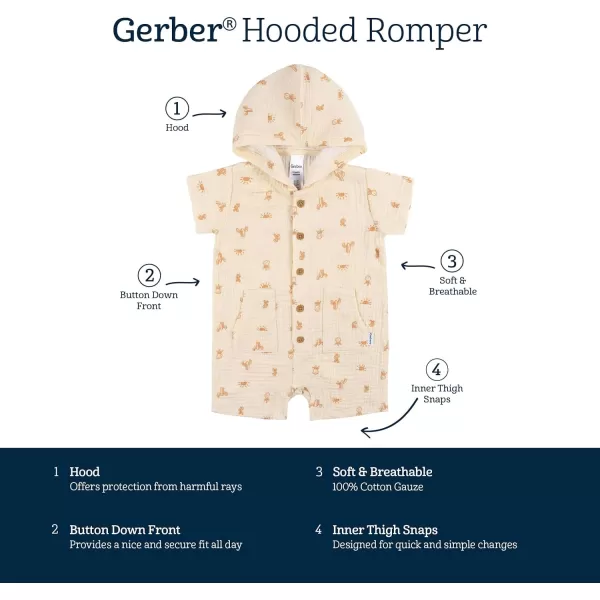 Gerber Baby Boys Hooded Cotton RomperRomper
