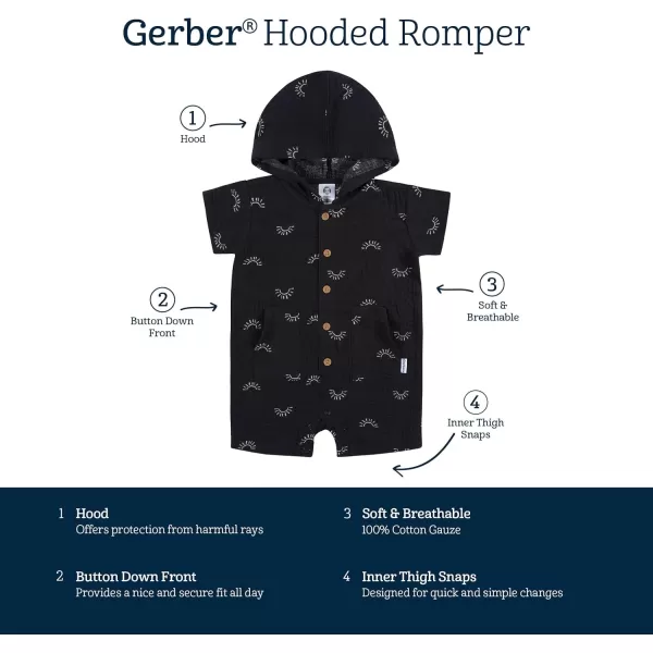Gerber Baby Boys Hooded Cotton RomperRomper