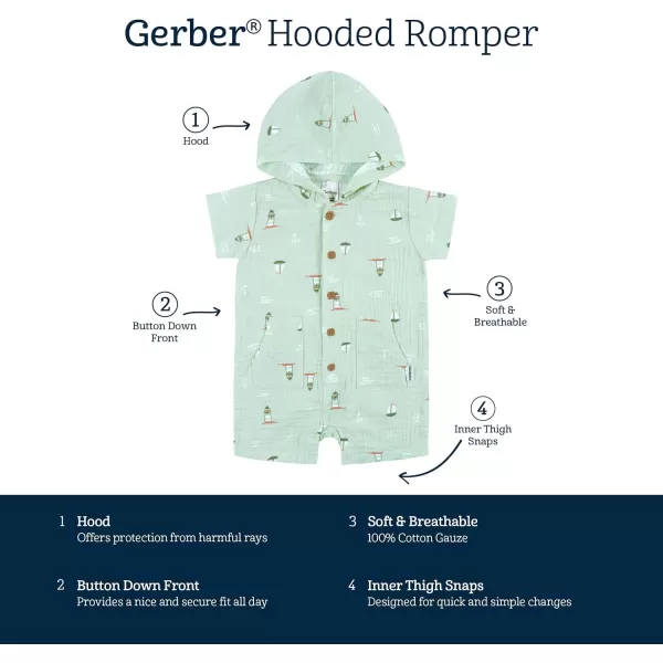 Gerber Baby Boys Hooded Cotton RomperRomper
