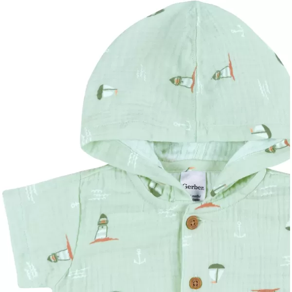 Gerber Baby Boys Hooded Cotton RomperRomper