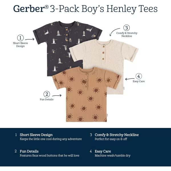 Gerber Baby Boys' Toddler 3-Pack Short Sleeve Pocket Tees
