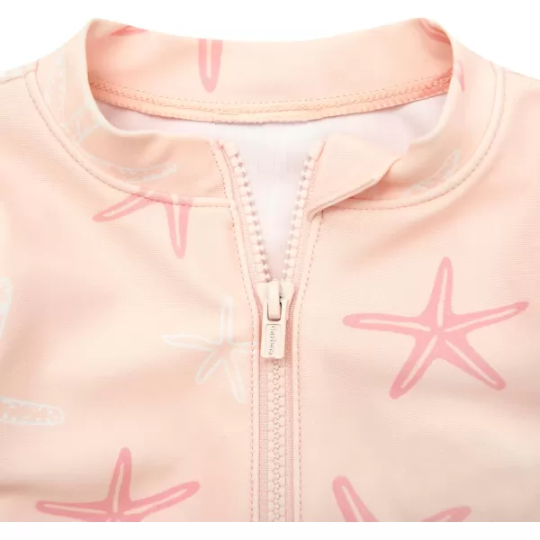 Gerber Girls' Toddler Long Sleeve One Piece Rashguard Swimsuit