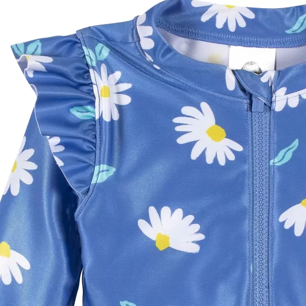 Gerber Girls' Toddler Long Sleeve One Piece Rashguard Swimsuit