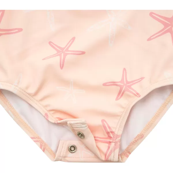 Gerber Girls' Toddler Long Sleeve One Piece Rashguard Swimsuit