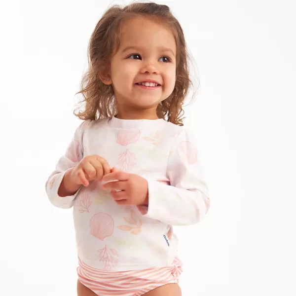 Gerber Girls' Toddler Long Sleeved Rashguard Swim Bathing Suit Set