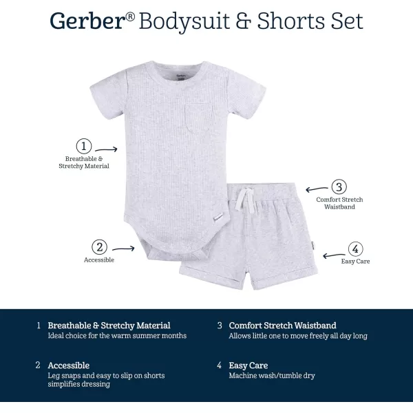 Gerber Unisex Baby Bodysuit and Short Set2-Piece Short Set