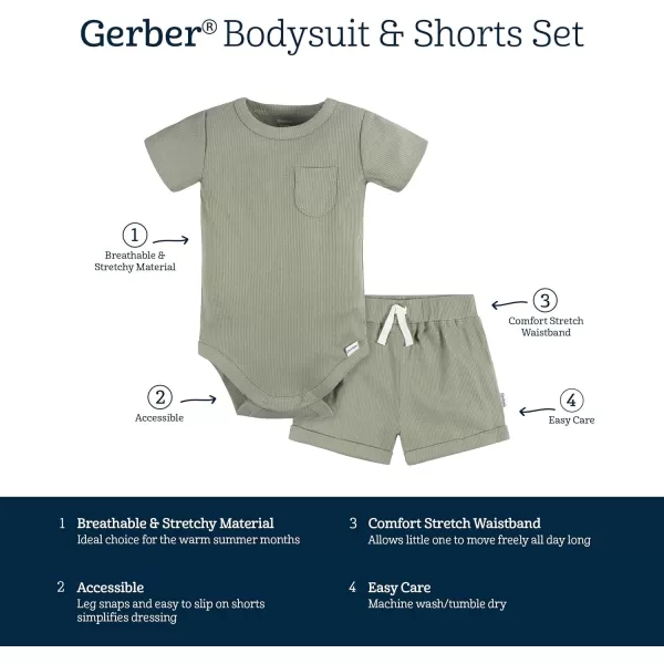 Gerber Unisex Baby Bodysuit and Short Set2-Piece Short Set
