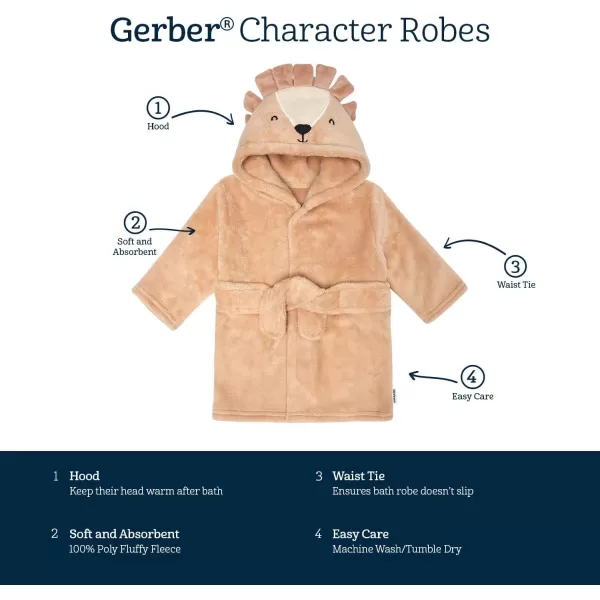 Gerber Unisex Baby Hooded Animal Character Bathrobe