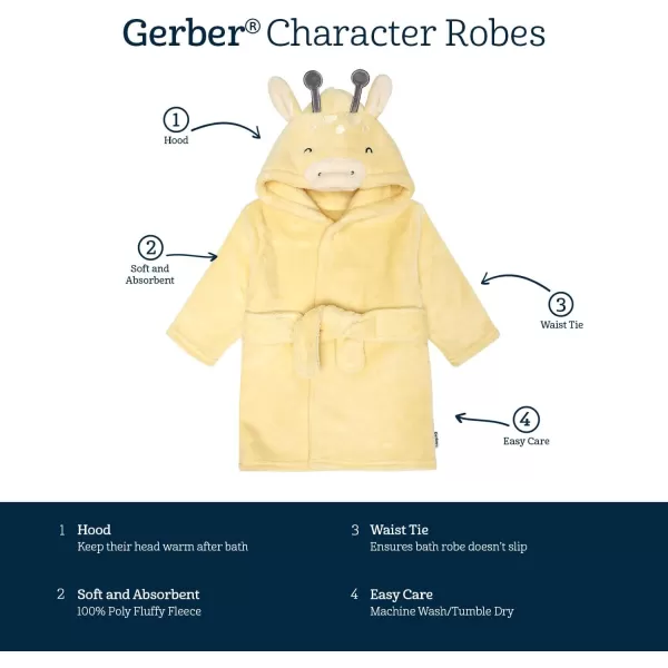 Gerber Unisex Baby Hooded Animal Character Bathrobe