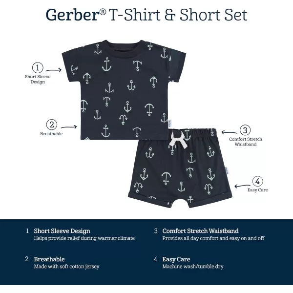 Gerber baby-boys Toddler T-shirt and Shorts Set2-Piece T-Shirt and Short Set