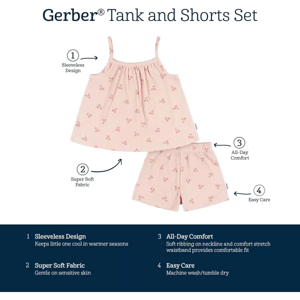 Gerber baby-girls Toddler Sleeveless Tank Top and Shorts Set2-Piece Tank and Short Set