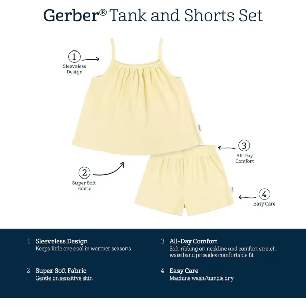 Gerber baby-girls Toddler Sleeveless Tank Top and Shorts Set2-Piece Tank and Short Set