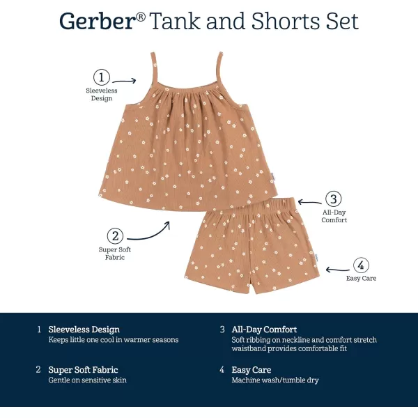 Gerber baby-girls Toddler Sleeveless Tank Top and Shorts Set2-Piece Tank and Short Set