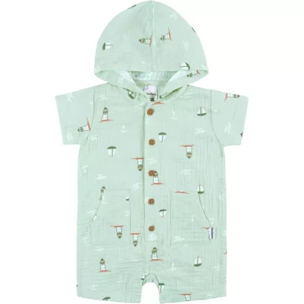 Gerber Baby Boys Hooded Cotton RomperRomper
