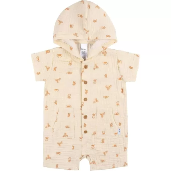Gerber Baby Boys Hooded Cotton RomperRomper