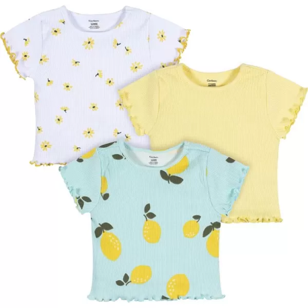 Gerber Baby Girls' Toddler 3-Pack Short Sleeve Tees