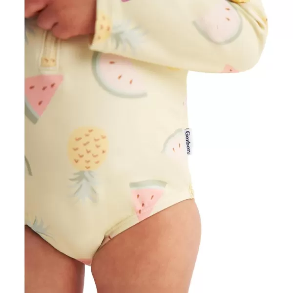 Gerber Girls' Toddler Long Sleeve One Piece Rashguard Swimsuit