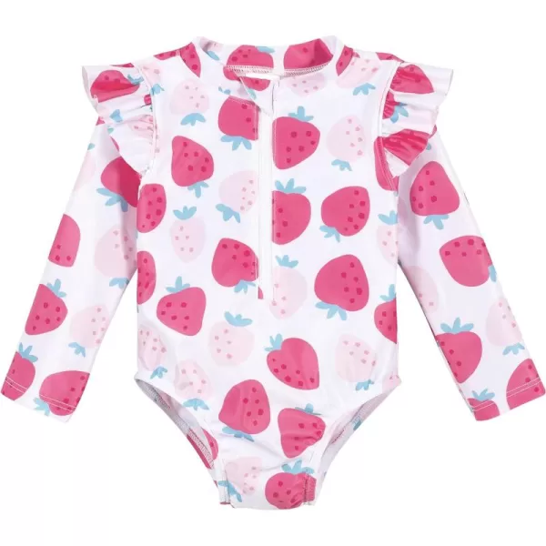 Gerber Girls' Toddler Long Sleeve One Piece Rashguard Swimsuit