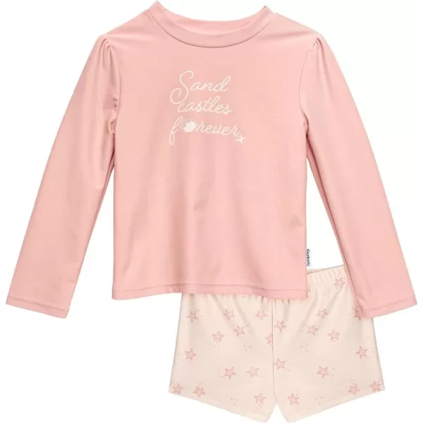Gerber Girls' Toddler Long Sleeved Rashguard Swim Bathing Suit Set
