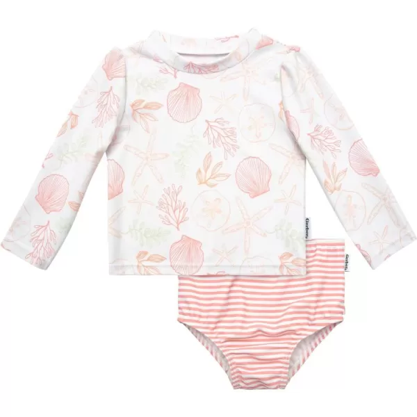 Gerber Girls' Toddler Long Sleeved Rashguard Swim Bathing Suit Set