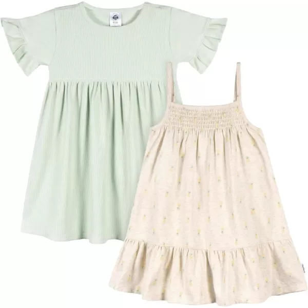 Gerber Girls' Toddler Short-Sleeve and Sleeveless Dress Set