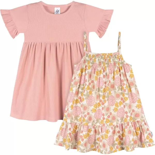 Gerber Girls' Toddler Short-Sleeve and Sleeveless Dress Set