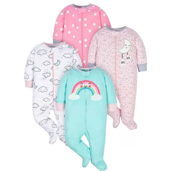 Gerber baby-girls 4 Pack Sleep 'N Play Footie