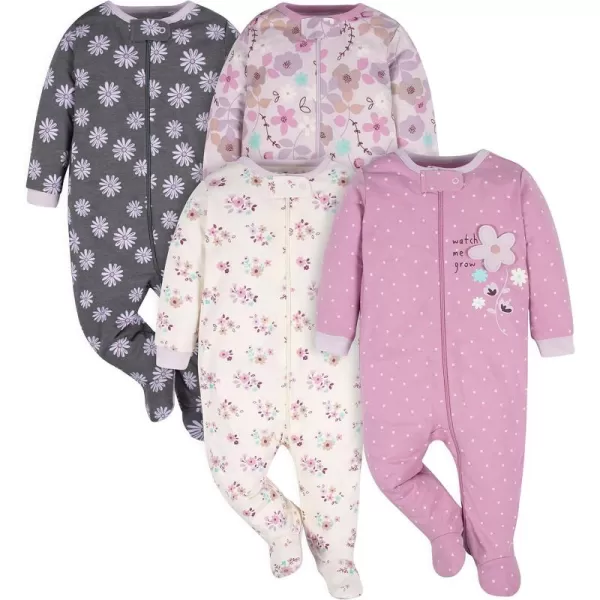 Gerber baby-girls 4 Pack Sleep 'N Play Footie