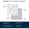 imageGerber Baby Unisex 2Pack Muslin Blanket Coastal Calm One SizeAnimals  Geos Neutral