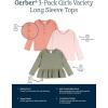 imageGerber Girls 3Pack Long Sleeve ShirtsGreen  Pink  Coral