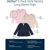 imageGerber Girls 3Pack Long Sleeve ShirtsNavy  Oatmeal  Violet