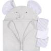 imageGerber Baby 4 Piece Animal Character Hooded Towel and Washcloth Set Brown Lion One SizeGrey Elephant