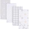 imageGerber Unisex Baby 100 Cotton Flannel Receiving Blankets 30x30 Inches Pack of 4 Animal Geo Girl One SizeCelestial