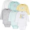imageGerber Unisex Baby 6 Pack Longsleeve Onesies BodysuitAnimals Green