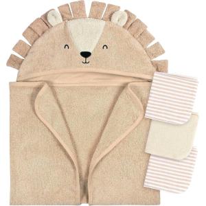 imageGerber Baby 4 Piece Animal Character Hooded Towel and Washcloth Set Brown Lion One SizeBrown Lion