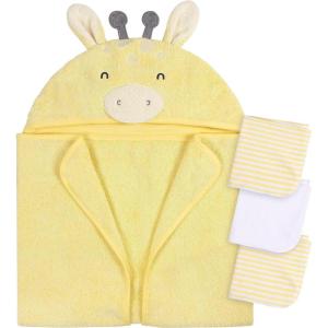imageGerber Baby 4 Piece Animal Character Hooded Towel and Washcloth Set Brown Lion One SizeYellow Giraffe