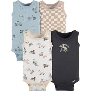 imageGerber Baby Boys MultiPack Sleeveless Onesies BodysuitBlue Bike