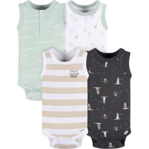 imageGerber Baby Boys MultiPack Sleeveless Onesies BodysuitCoastal
