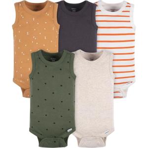 imageGerber Baby Boys MultiPack Sleeveless Onesies BodysuitGreen Stars