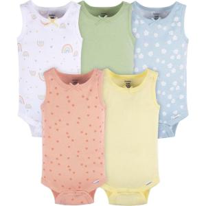imageGerber Baby Boys MultiPack Sleeveless Onesies BodysuitOrange Flower