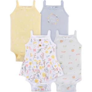imageGerber Baby Girls MultiPack Sleeveless Onesies BodysuitWhite Floral